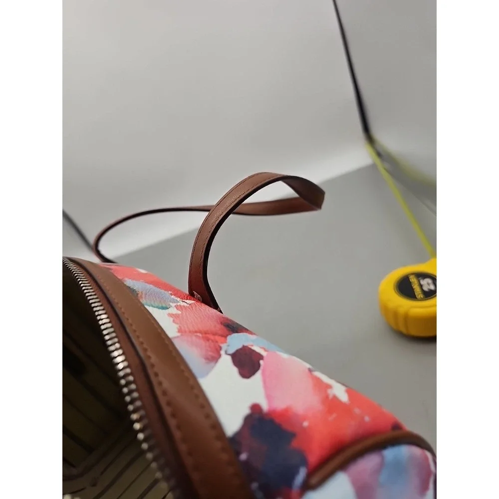 RL Floral Canvas Satchel Tote Bag Top Handle Zip Closure Structured‎ Purse
